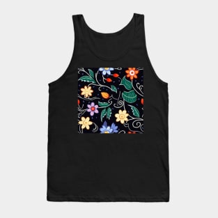 Ojibwe Floral Pattern | Native American Floral Design Black Tank Top